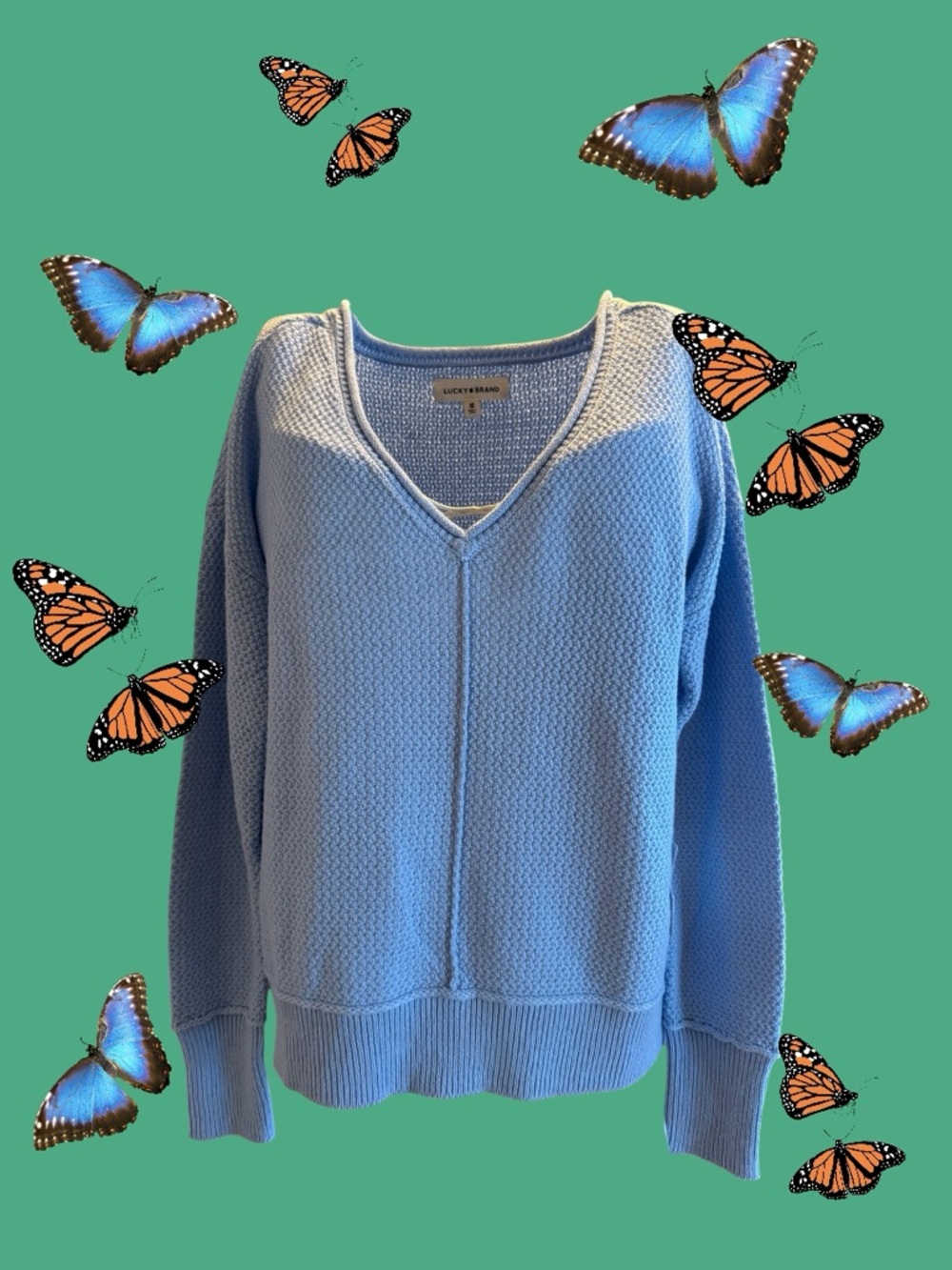 NWT Lucky Brand  Textured V-Neck Sweater